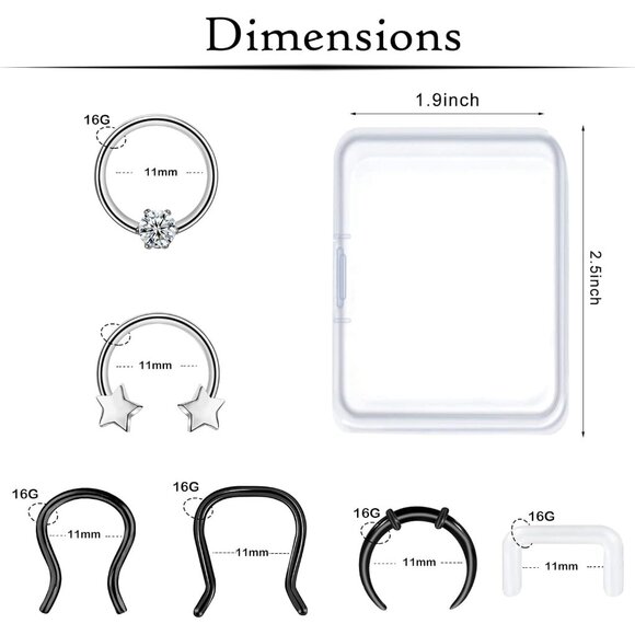 20-30 Pcs Septum Rings 16G Septum Jewelry - Surgical Steel Piercings Horseshoe H - Picture 3 of 7